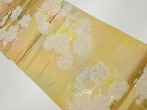 椿に梅・菊花輪模様織出し袋帯